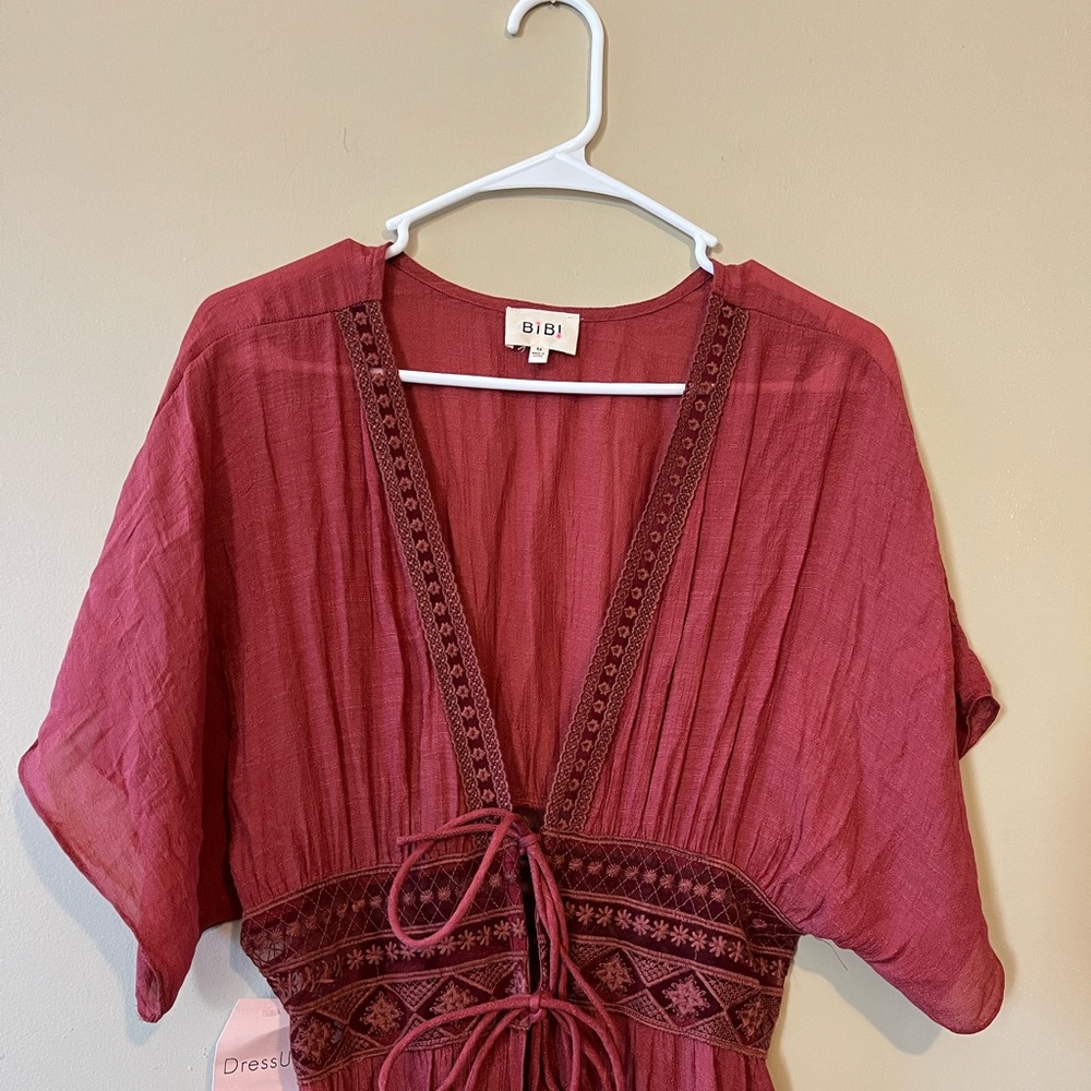 Dress Up Summer Collection Bibi Brand Kimono Duster Cover-Up Rust Size Medium